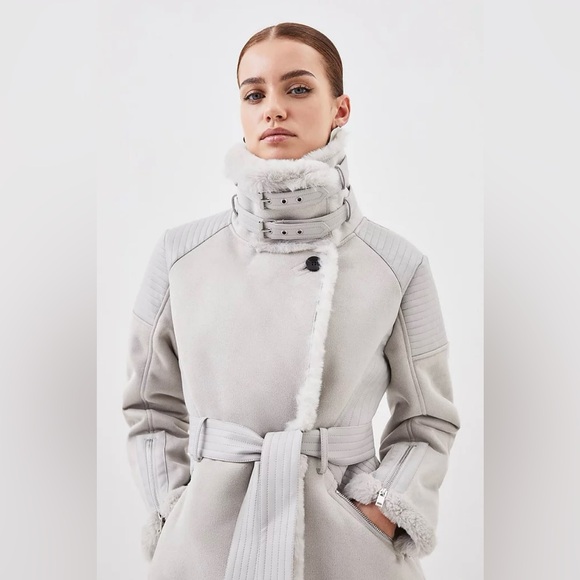 Karen Millen long line shearling coat - Picture 7 of 16